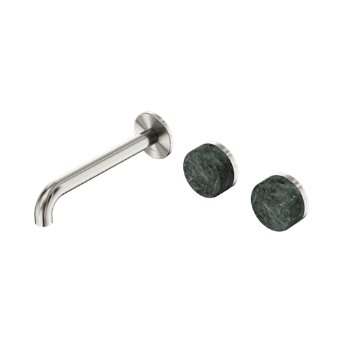 Serenity Wall Basin Set 160mm Offset Spout With Verde Alpi Handle Brushed Nickel