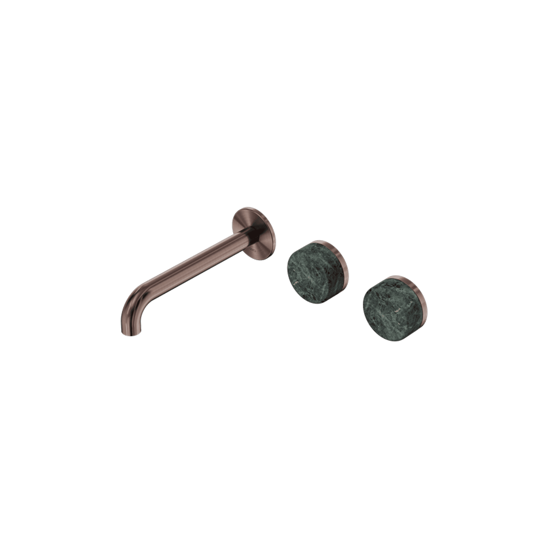 Serenity Wall Basin Set 160mm Offset Spout With Verde Alpi Handle Brushed Bronze