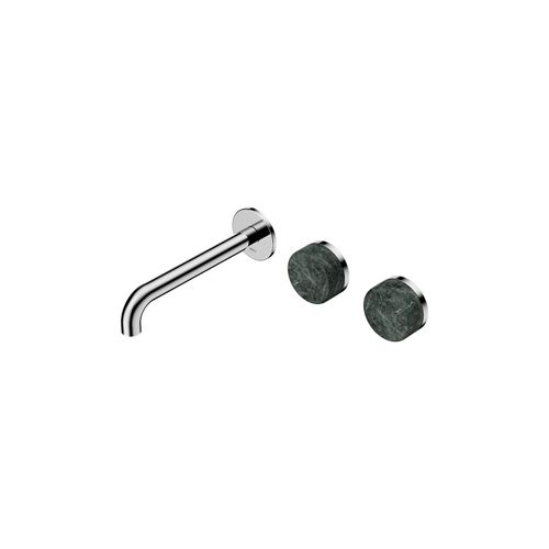 Serenity Wall Basin Set 220mm Offset Spout With Verde Alpi Handle Chrome