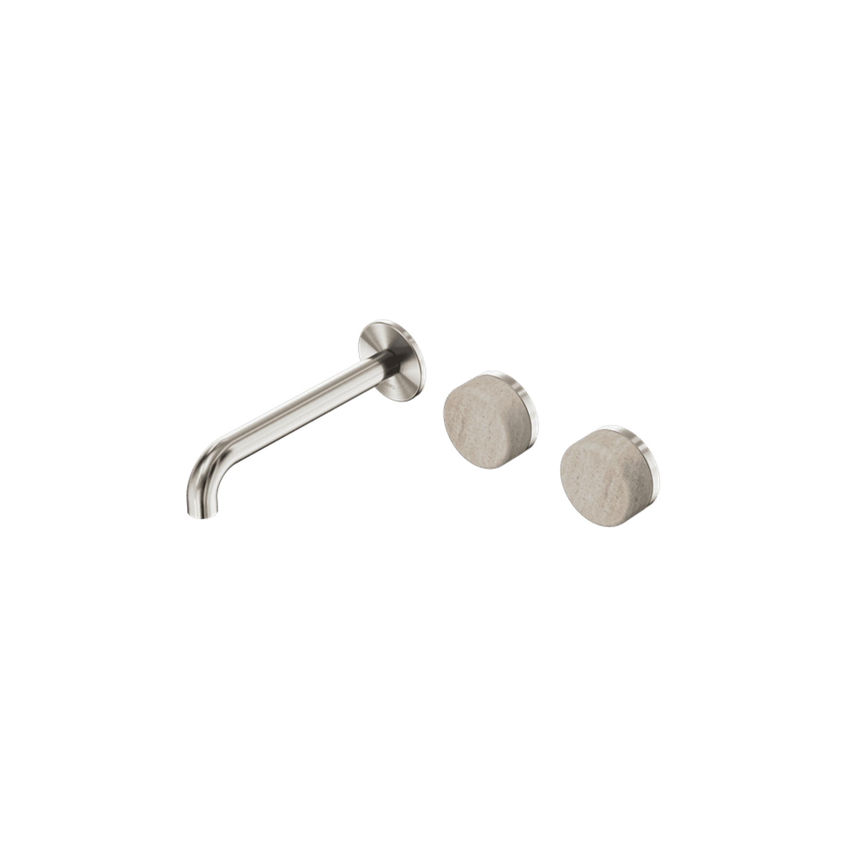 Serenity Wall Basin Set 160mm Offset Spout With Rome Travertine Handle Brushed Nickel