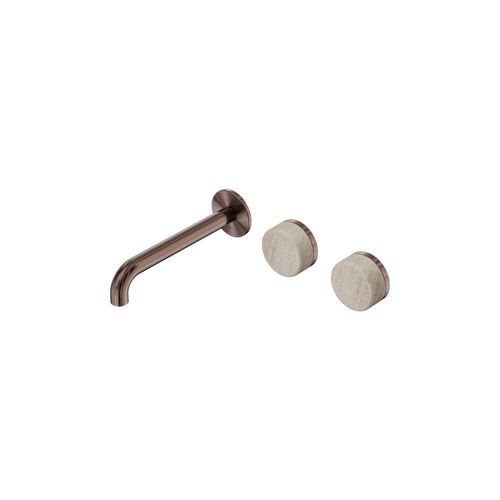 Serenity Wall Basin Set 160mm Offset Spout With Rome Travertine Handle Brushed Bronze