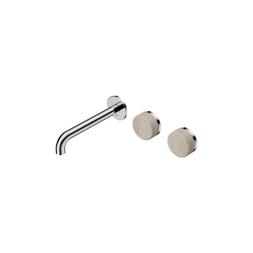 Serenity Wall Basin Set 185mm Offset Spout With Rome Travertine Handle Chrome