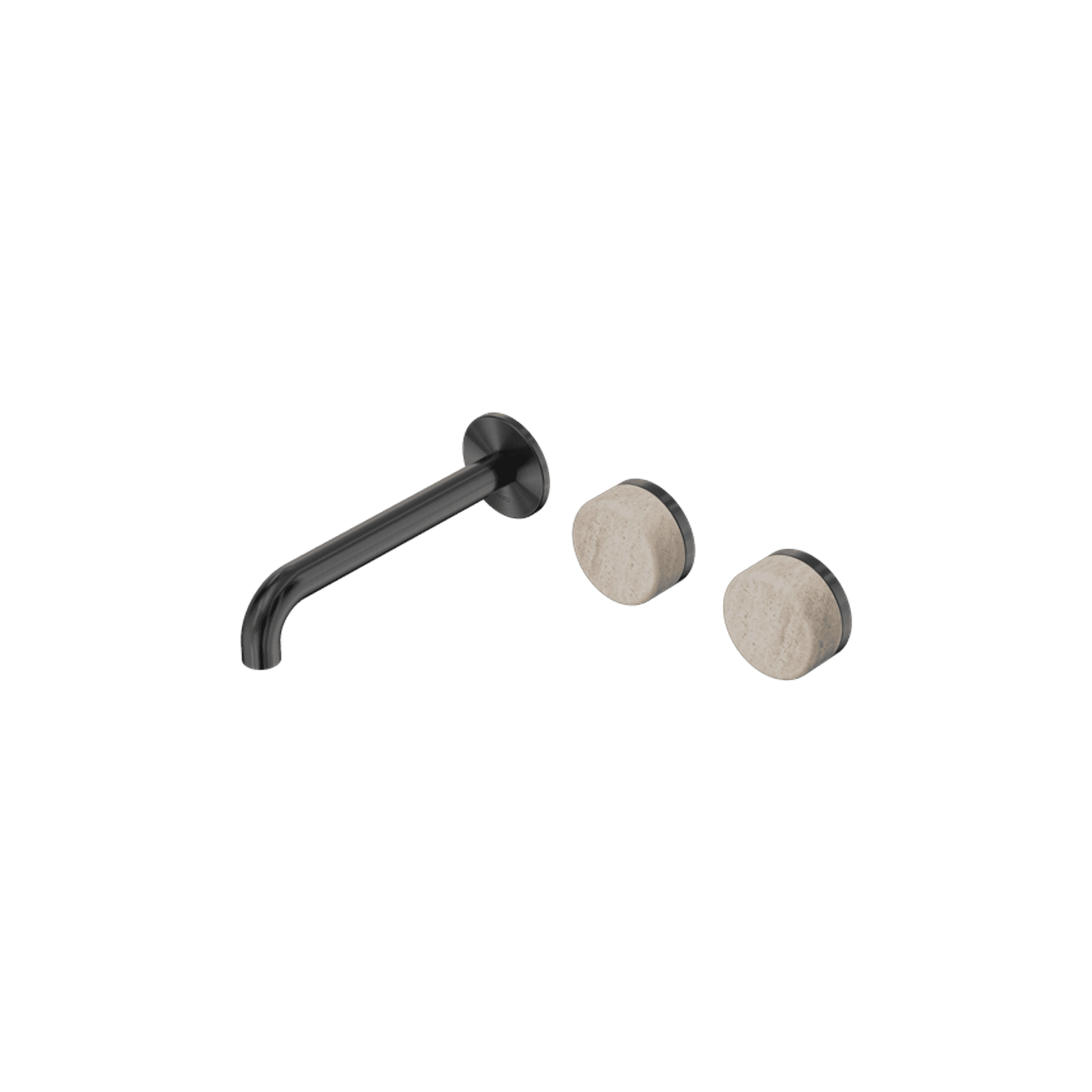Serenity Wall Basin Set 220mm Offset Spout With Rome Travertine Handle Gun Metal