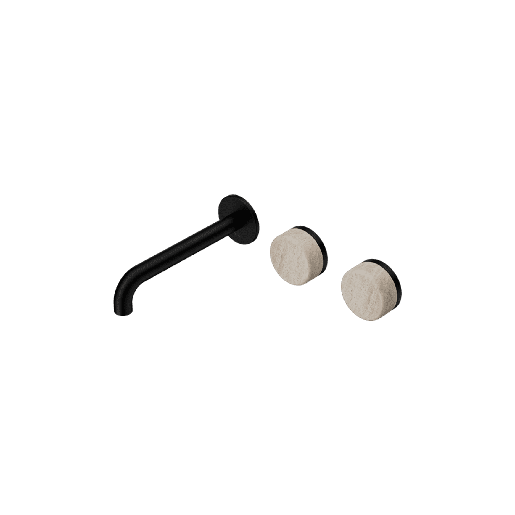 Serenity Wall Basin Set 185mm Offset Spout With Rome Travertine Handle Matte Black