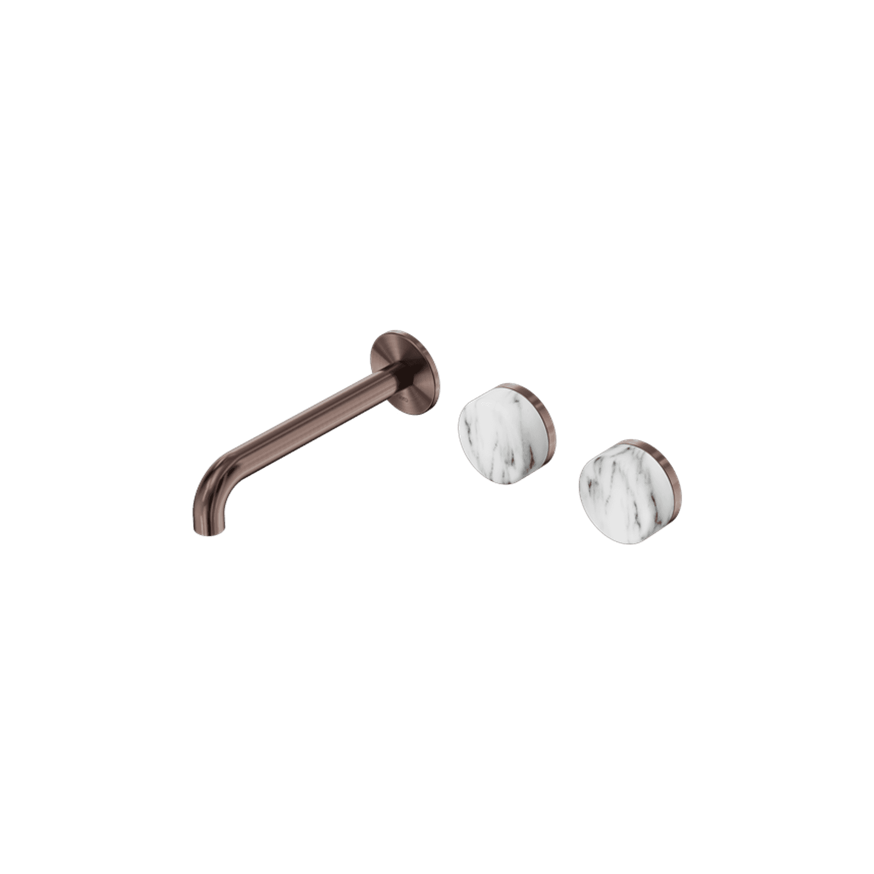 Serenity Wall Basin Set 220mm Offset Spout With Arabescato Corchia Handle Brushed Bronze