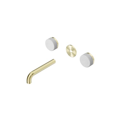 Serenity Wall Basin 160mm Spout + Carrara Handle Brushed Gold