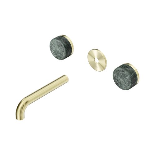 Serenity Wall Basin 160mm Spout + Verde Alpi Handle Brushed Gold