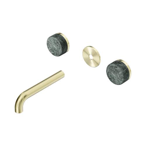 Serenity Wall Basin 160mm Spout + Verde Alpi Handle Brushed Gold
