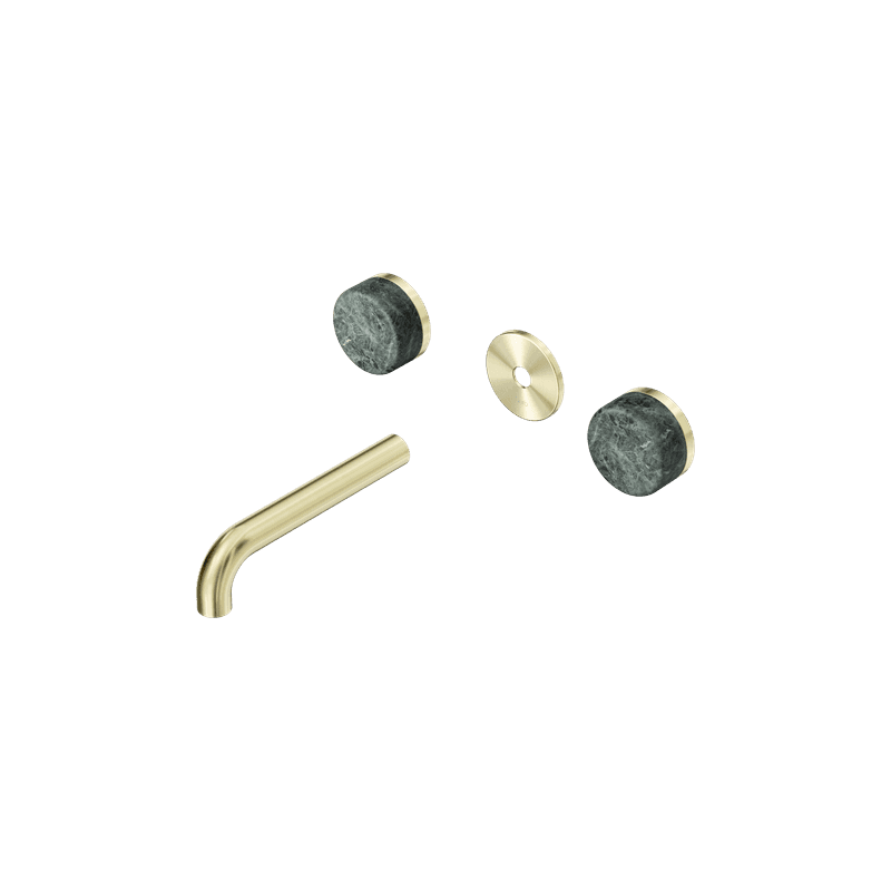 Serenity Wall Basin 160mm Spout + Verde Alpi Handle Brushed Gold