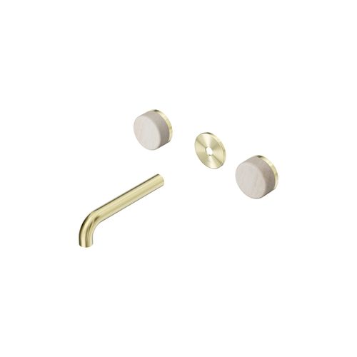 Serenity Wall Basin 160mm Spout + Rome Travertine Handle Brushed Gold