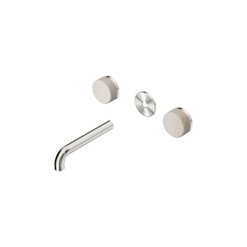 Serenity Wall Basin 160mm Spout + Rome Travertine Handle Brushed Nickel