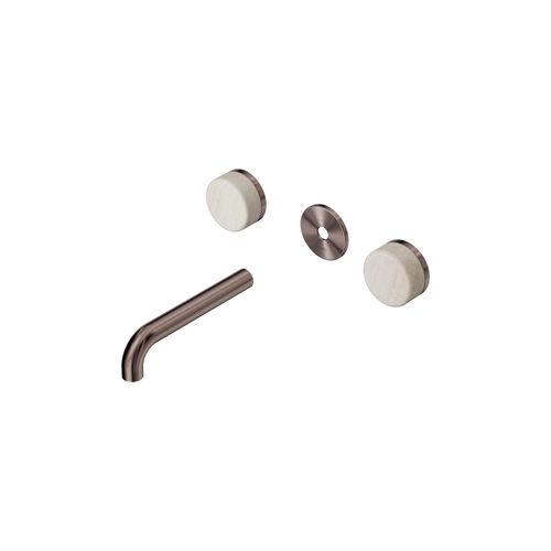 Serenity Wall Basin 160mm Spout + Rome Travertine Handle Brushed Bronze