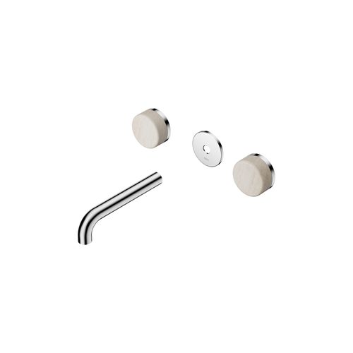 Serenity Wall Basin 160mm Spout + Rome Travertine Handle Chrome