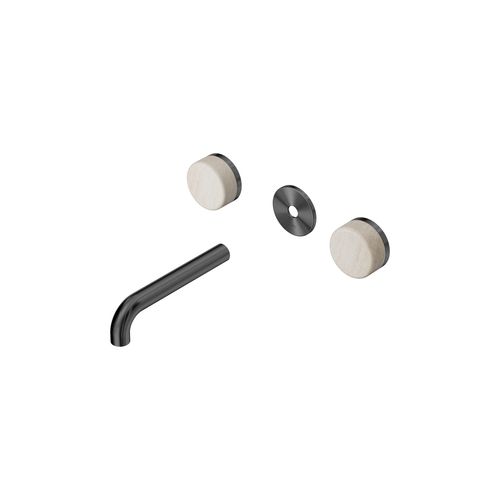 Serenity Wall Basin 160mm Spout + Rome Travertine Handle Gun Metal