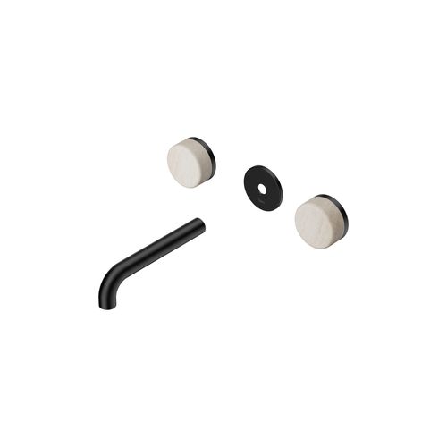 Serenity Wall Basin 160mm Spout + Rome Travertine Handle Matte Black