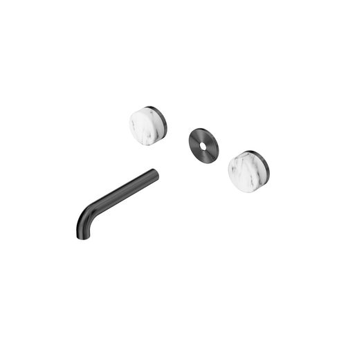 Serenity Wall Basin 160mm Spout + Arabescato Corchia Handle Gun Metal