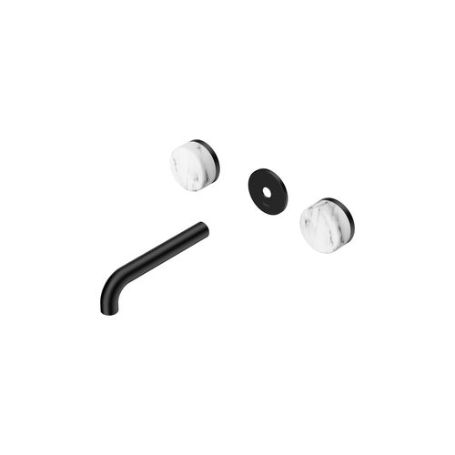 Serenity Wall Basin 160mm Spout + Arabescato Corchia Handle Matte Black