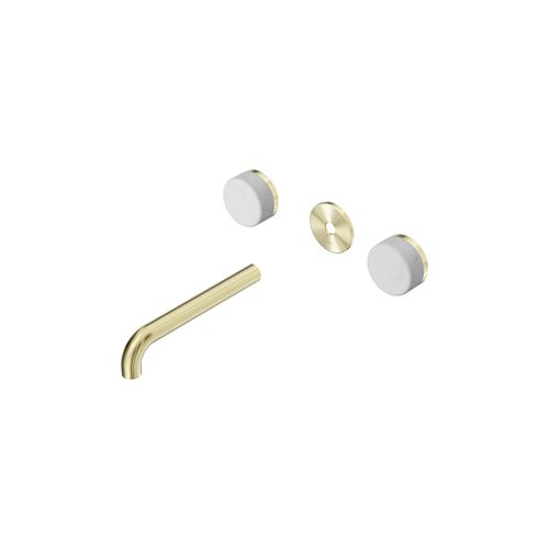 Serenity Wall Basin 185mm Spout + Carrara Handle Brushed Gold