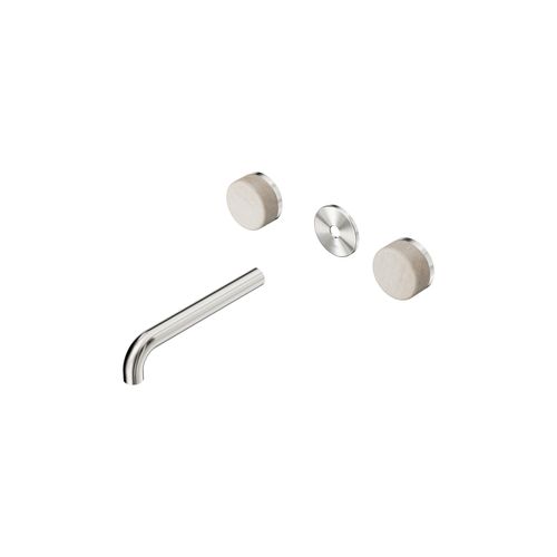 Serenity Wall Basin 185mm Spout + Rome Travertine Handle Brushed Nickel