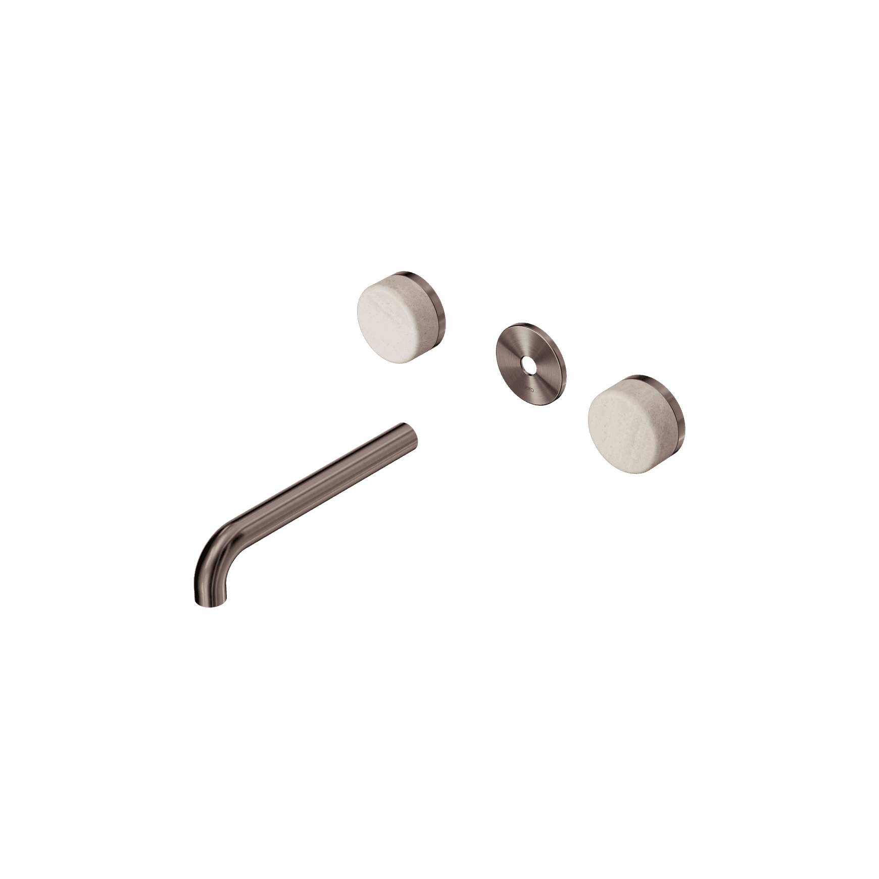 Serenity Wall Basin 185mm Spout + Rome Travertine Handle Brushed Bronze