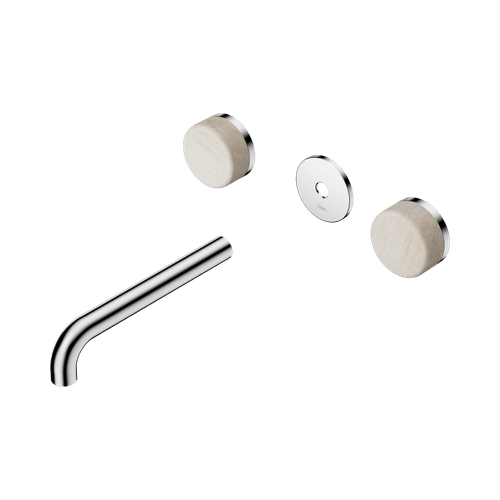 Serenity Wall Basin 185mm Spout + Rome Travertine Handle Chrome