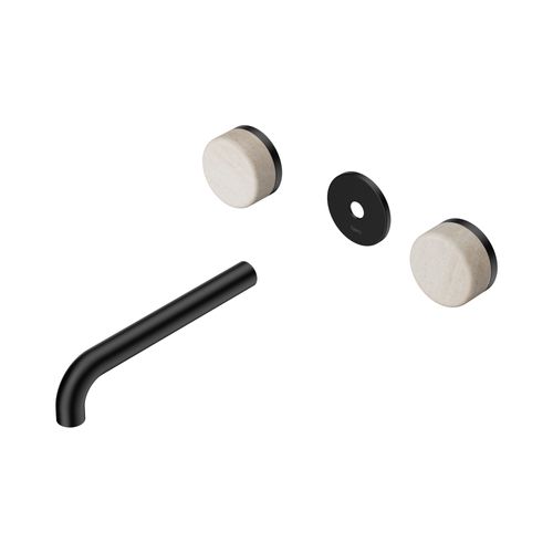 Serenity Wall Basin 185mm Spout + Rome Travertine Handle Matte Black
