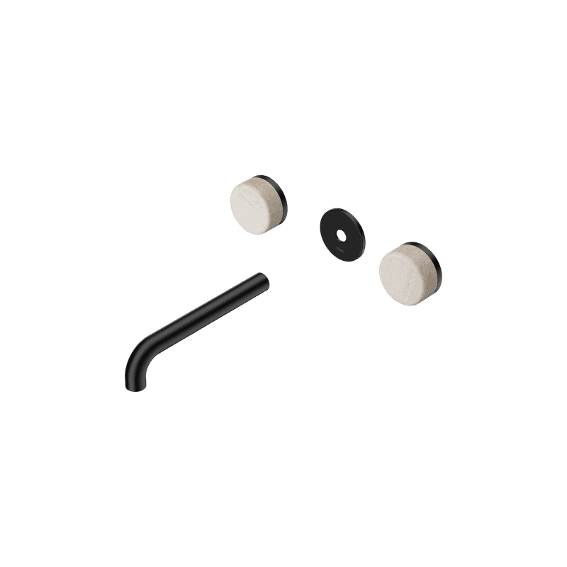 Serenity Wall Basin 185mm Spout + Rome Travertine Handle Matte Black