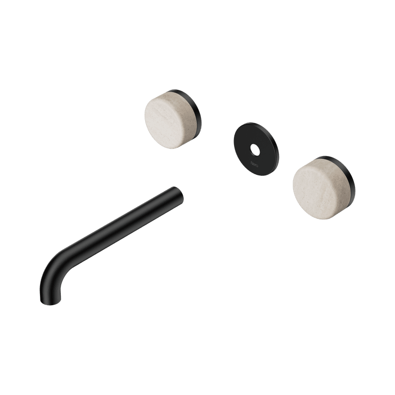Serenity Wall Basin 185mm Spout + Rome Travertine Handle Matte Black