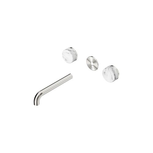 Serenity Wall Basin 185mm Spout + Arabescato Corchia Handle Brushed Nickel