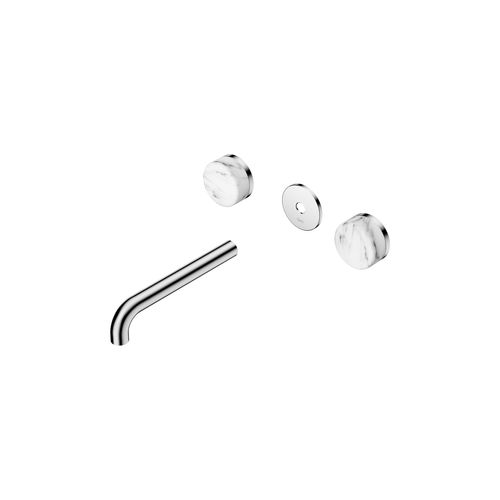 Serenity Wall Basin 185mm Spout + Arabescato Corchia Handle Chrome