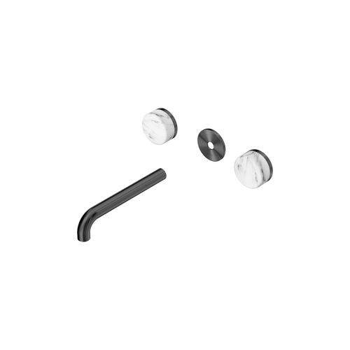 Serenity Wall Basin 185mm Spout + Arabescato Corchia Handle Gun Metal