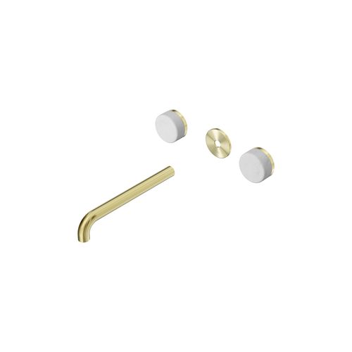 Serenity Wall Basin 220mm Spout + Carrara Handle Brushed Gold