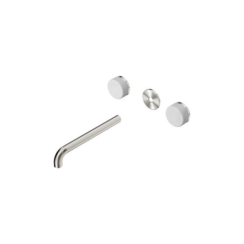 Serenity Wall Basin 220mm Spout + Carrara Handle Brushed Nickel