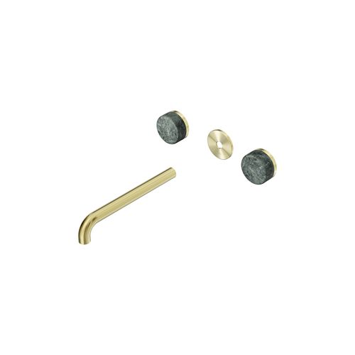 Serenity Wall Basin 220mm Spout + Verde Alpi Handle Brushed Gold