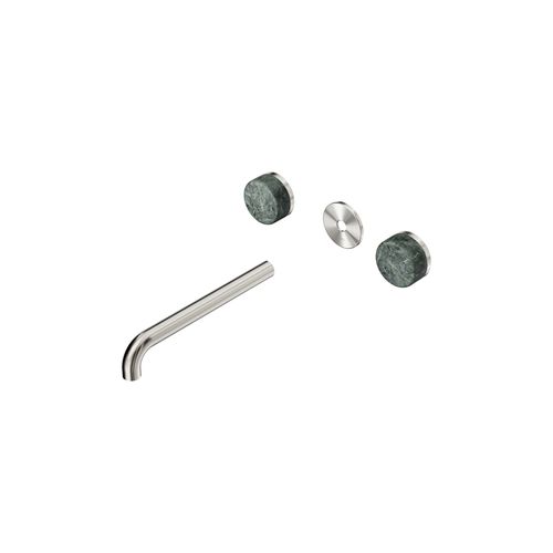 Serenity Wall Basin 220mm Spout + Verde Alpi Handle Brushed Nickel