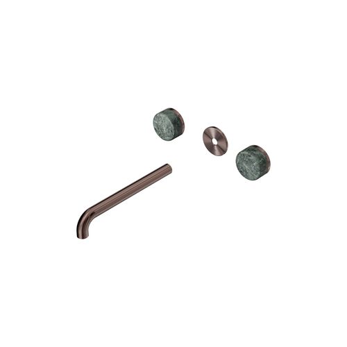Serenity Wall Basin 220mm Spout + Verde Alpi Handle Brushed Bronze