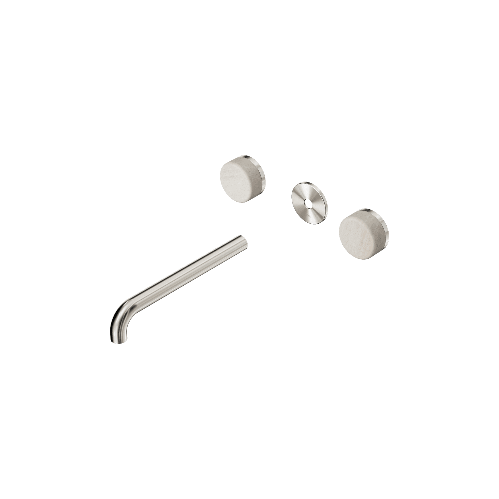 Serenity Wall Basin 220mm Spout + Rome Travertine Handle Brushed Nickel