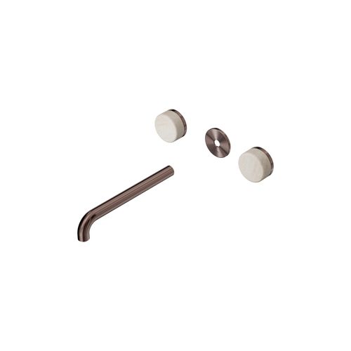 Serenity Wall Basin 220mm Spout + Rome Travertine Handle Brushed Bronze