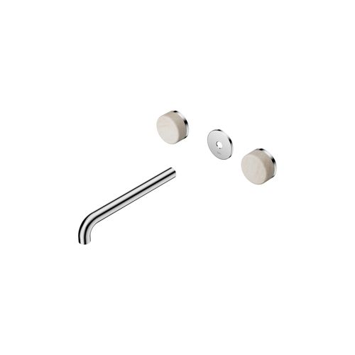 Serenity Wall Basin 220mm Spout + Rome Travertine Handle Chrome