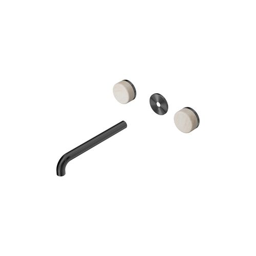 Serenity Wall Basin 220mm Spout + Rome Travertine Handle Gun Metal
