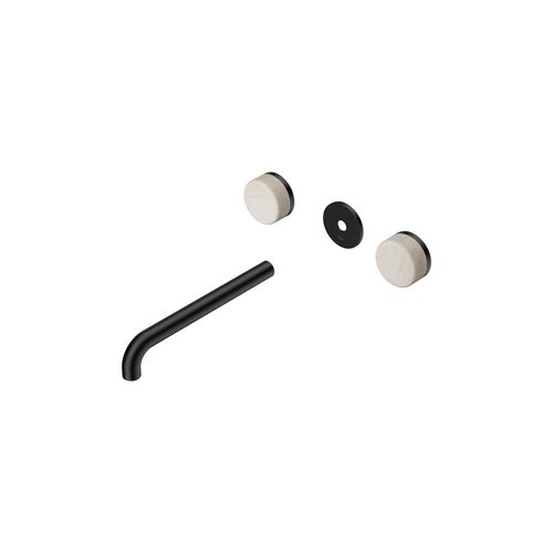 Serenity Wall Basin 220mm Spout + Rome Travertine Handle Matte Black