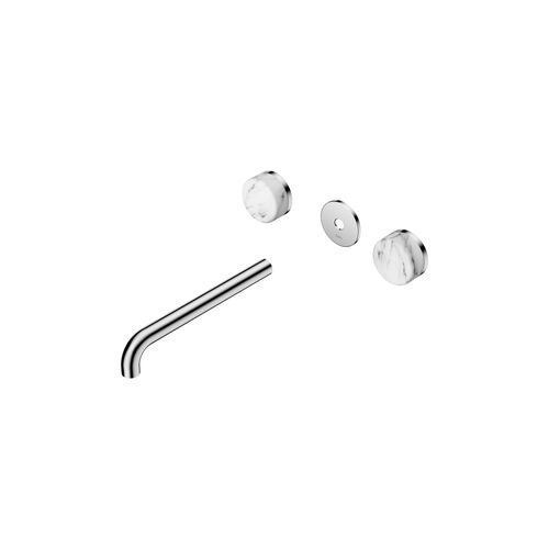 Serenity Wall Basin 220mm Spout + Arabescato Corchia Handle Chrome