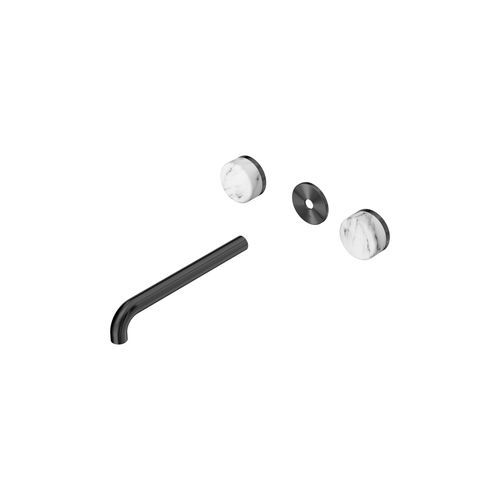Serenity Wall Basin 220mm Spout + Arabescato Corchia Handle Gun Metal
