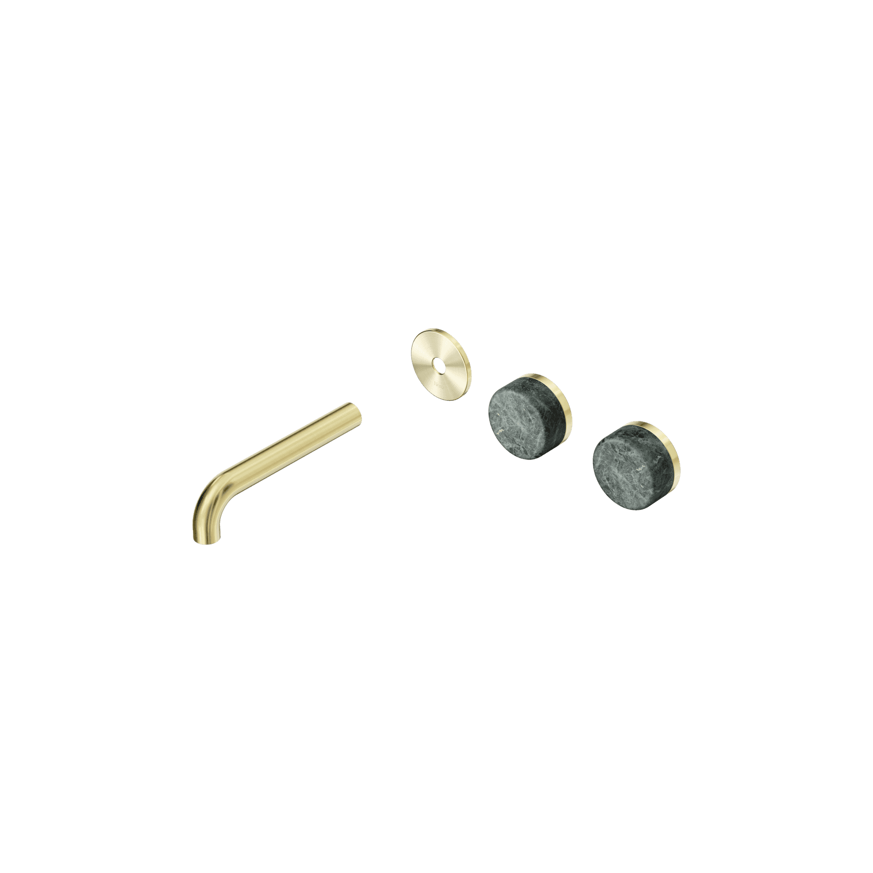 Serenity Wall Basin 160mm Offspout + Verde Alpi Handle Brushed Gold