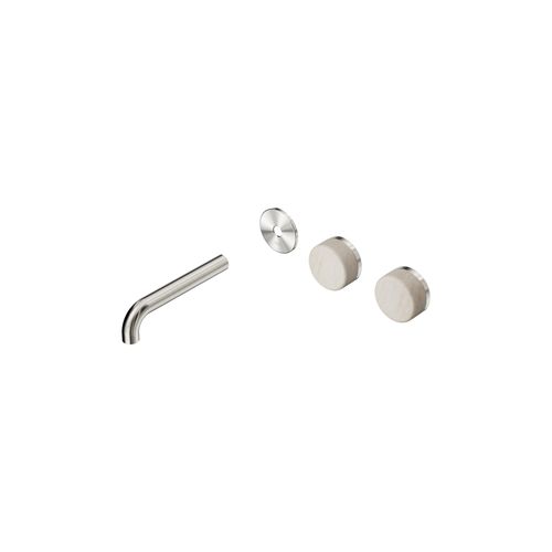 Serenity Wall Basin 160mm Offspout + Rome Travertine Handle Brushed Nickel