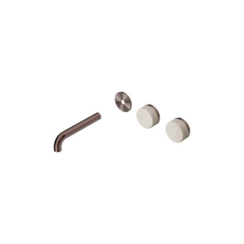 Serenity Wall Basin 160mm Offspout + Rome Travertine Handle Brushed Bronze