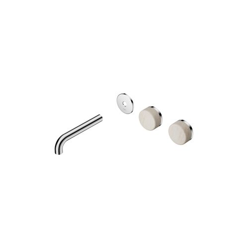 Serenity Wall Basin 160mm Offspout + Rome Travertine Handle Chrome