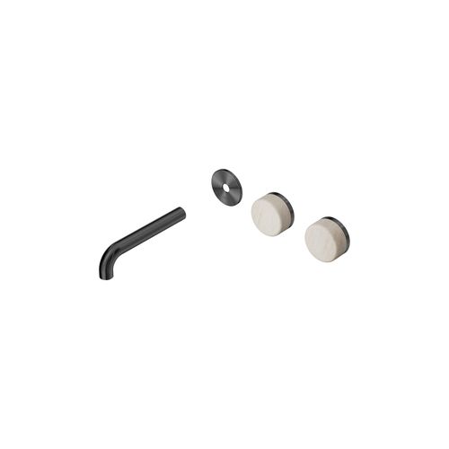Serenity Wall Basin 160mm Offspout + Rome Travertine Handle Gun Metal