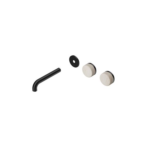 Serenity Wall Basin 160mm Offspout + Rome Travertine Handle Matte Black