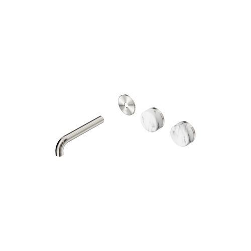 Serenity Wall Basin 160mm Offspout + Arabescato Corchia Handle Brushed Nickel